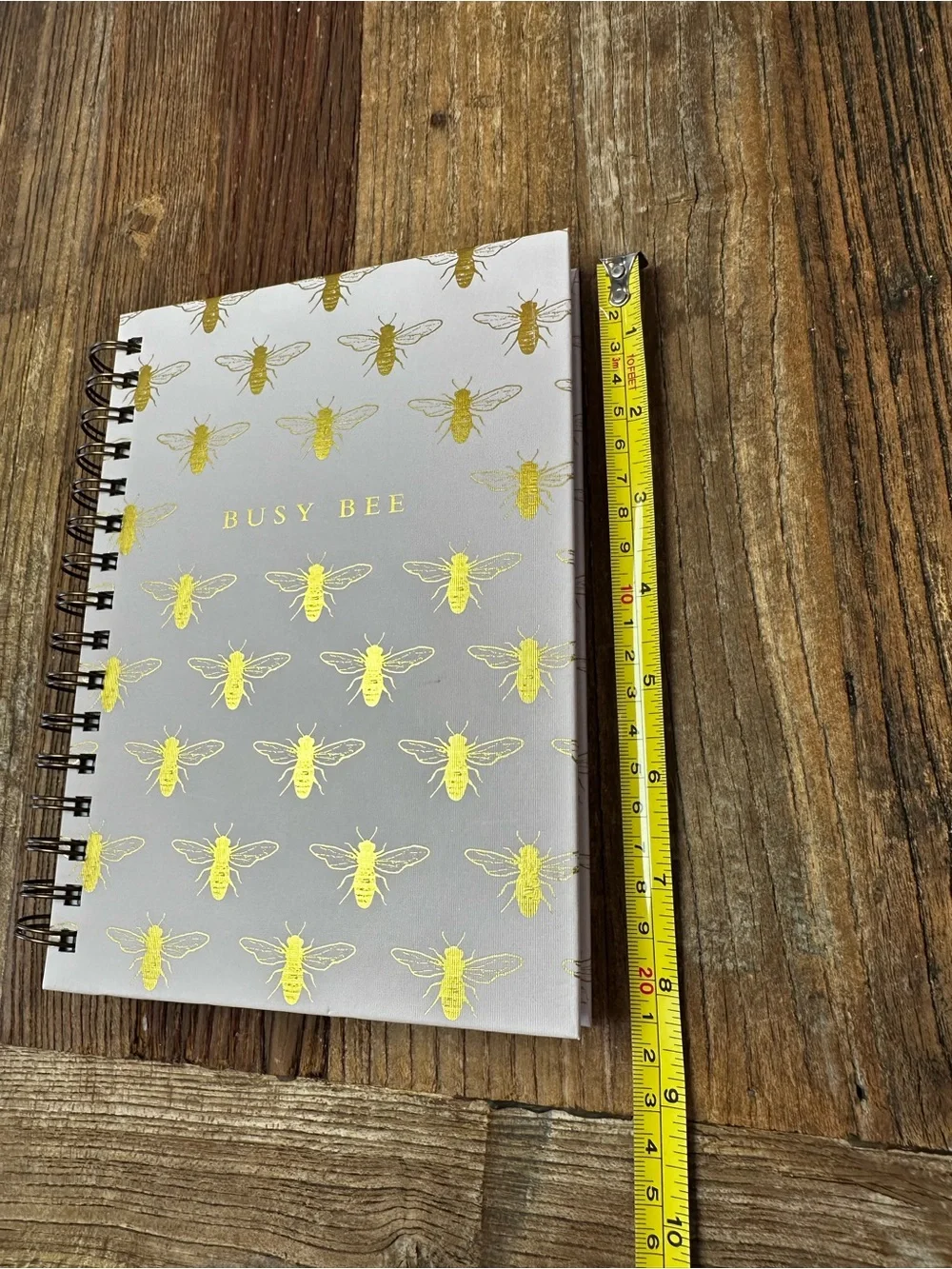 Gold Bee Spiral Notebook - White